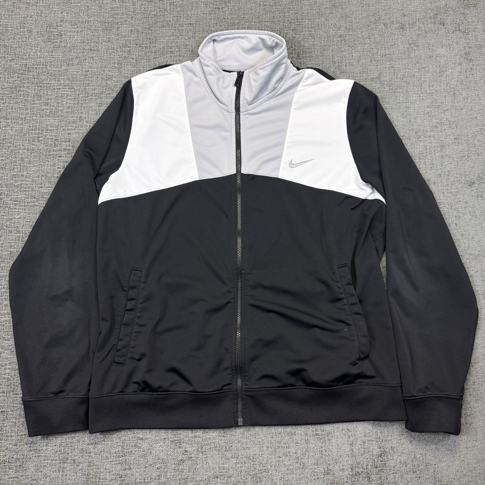 Vintage Nike Jacket Mens XXL Black Gray‎ Colorblock Blue Tag Full Zip Y2K